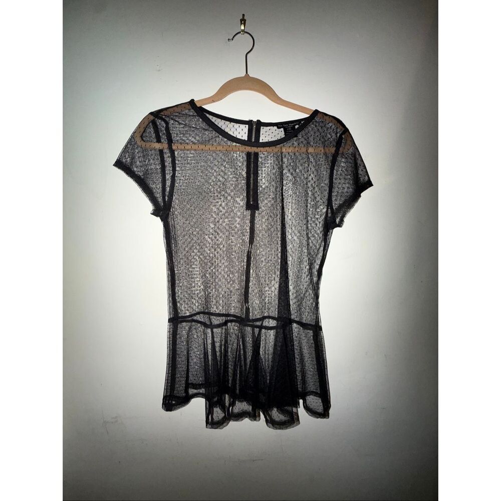See you Monday black sheer blouse XL
